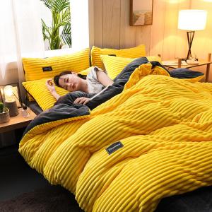 Wholesale Polyester Flannel Velvet Fleece Winter Warm Solid Queen King Size Bedding Set for Beds from china suppliers