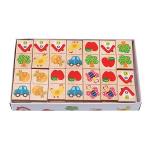 Wholesale Cartoon Animal 4cm Wooden Domino Blocks Building Puzzle Toy from china suppliers