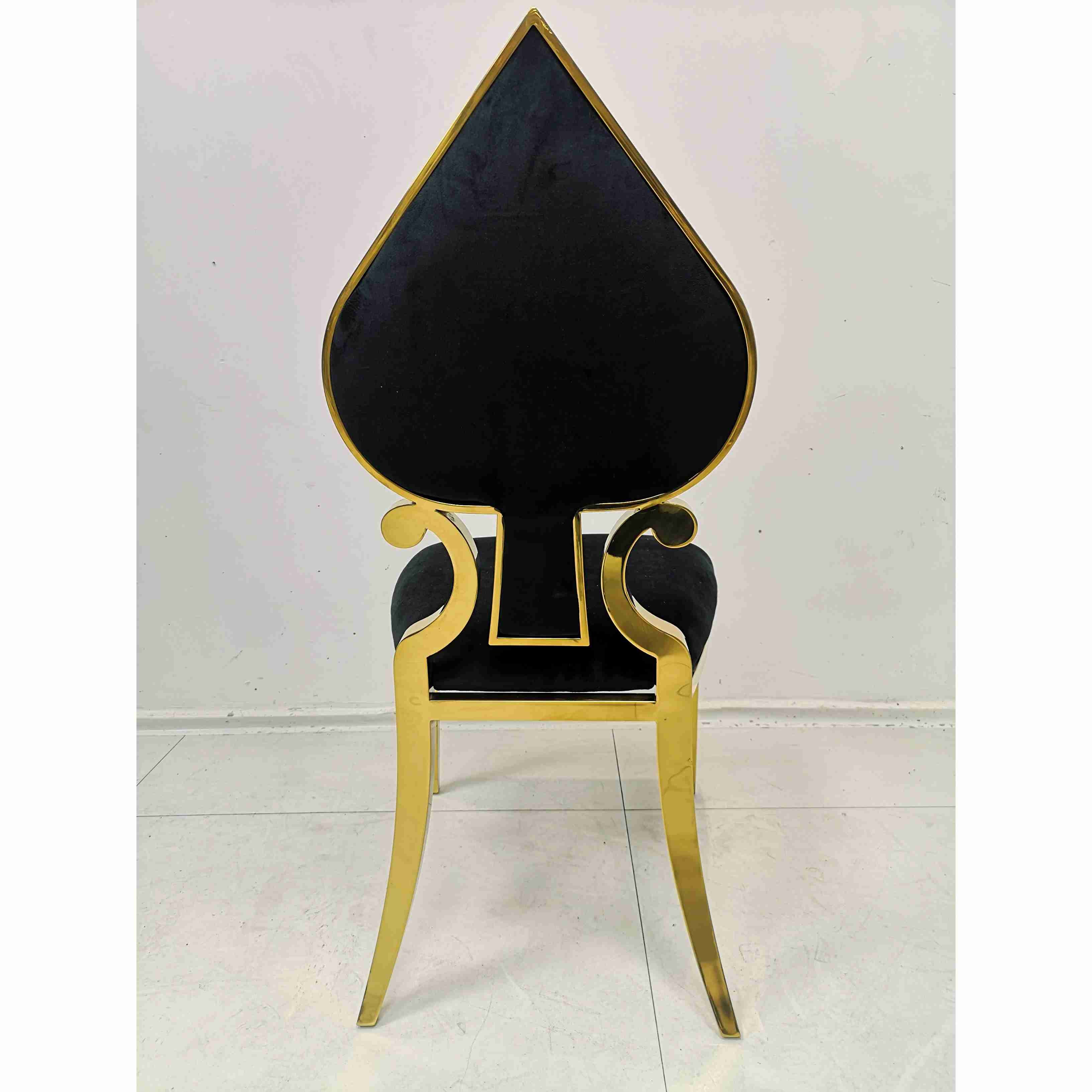 Poker Heart Banquet Dining Chair Black Color Stainless Steel Frame