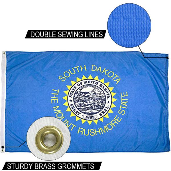 State of South Dakota Flag 3x5 ft Outdoor Heavy duty Dupont Nylon US Flags
