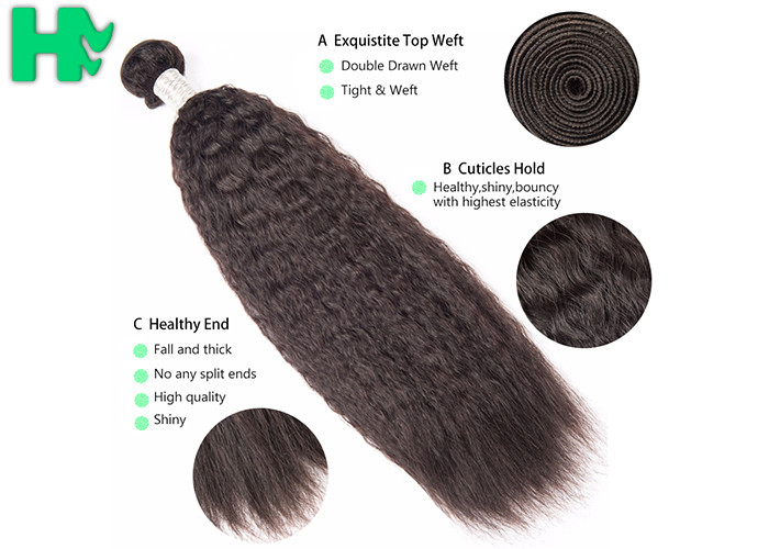 8’’-30’’ Virgin 100% Natural Human Hair Extensions Kinky Straight Double Weft