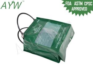 Wholesale Portable Plastic Flat Bottom Tote Bag Promotional Shopping With Green Side Gusset from china suppliers