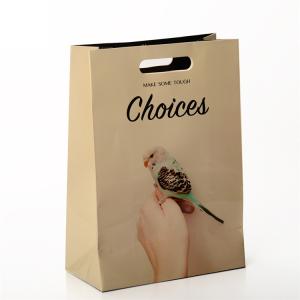 Wholesale Custom Printed Paper Bags Gift Packaging With Die Cut Patch Handle from china suppliers