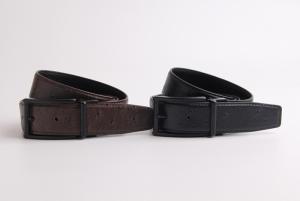 Wholesale Ostrich Grain Genuine Mens Leather Dress Belt With Black Zinc Alloy Buckle from china suppliers