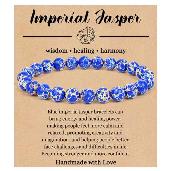Natural Stone Bracelets For Women Men 8mm Round Crystal Semi-Precious Gemstone