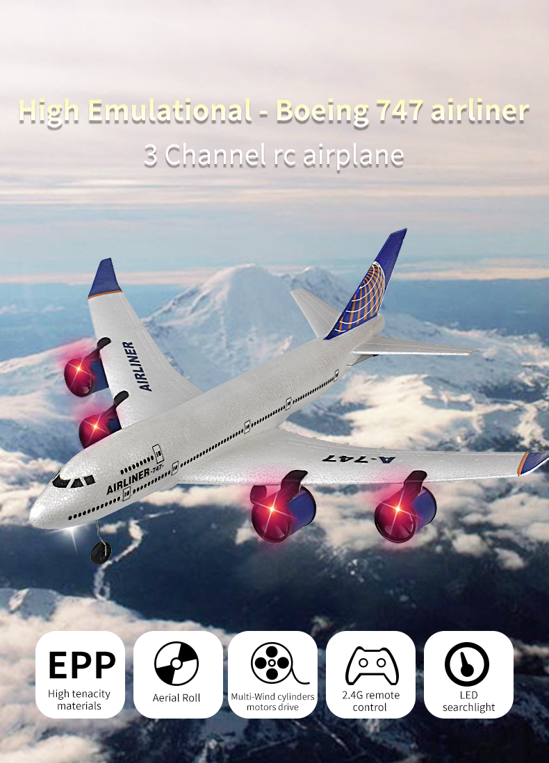 Simulated Remote Controlled Glider 2.4g Fixed Wing Aircraft Ready-to-Go Children's RC Electric Toy Three Passenger Plane