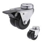 50mm Diameter Twin Locking Swivel Bolt Hole Hard Rubber Caster Wheels