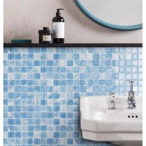 China 300x300mm Crystal Glass Mosaic Tile For Balcony Kitchen Bathroom Wall Swimming Pool Tiles on sale