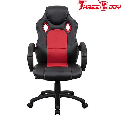 Black And Red Executive Racing Office Chair Breathable High Straight Back