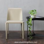 Orange Saddle Leather 47cm 83CM Metal Upholstered Dining Chair