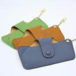 Travelling Textured Metal Chain Buckle PU Leather Sunglasses Case Multicolor