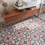 Non-Slip 200x200mm Inside Wall And Floor Floral Ceramic Rustic Tiles For