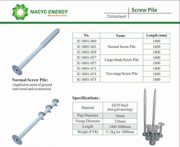 Long Service Life TOP VIP 0.1 USD PV Solar Ground Screws Screw Pile Q235 Steel