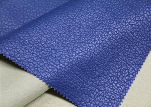 Quality 0.7 Mm Blue PU Synthetic Leather Viscose Backing Fabric For Garment /  Sofa for sale