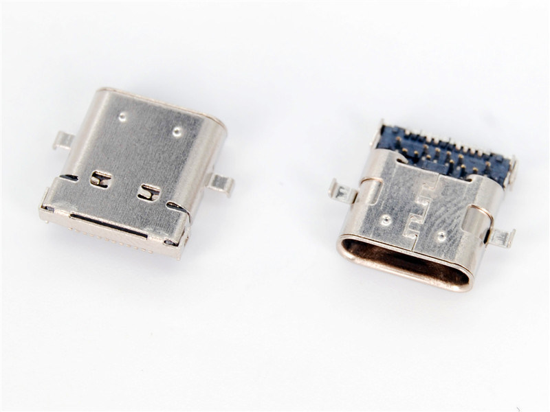 Right Angle Female USB Type C Connector 24PIN SMT USB 3.1 Standards， HULYN