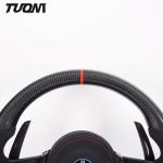 Red Stripes Black Alcantara Bmw Carbon Fiber Steering Wheel Plain Weave With