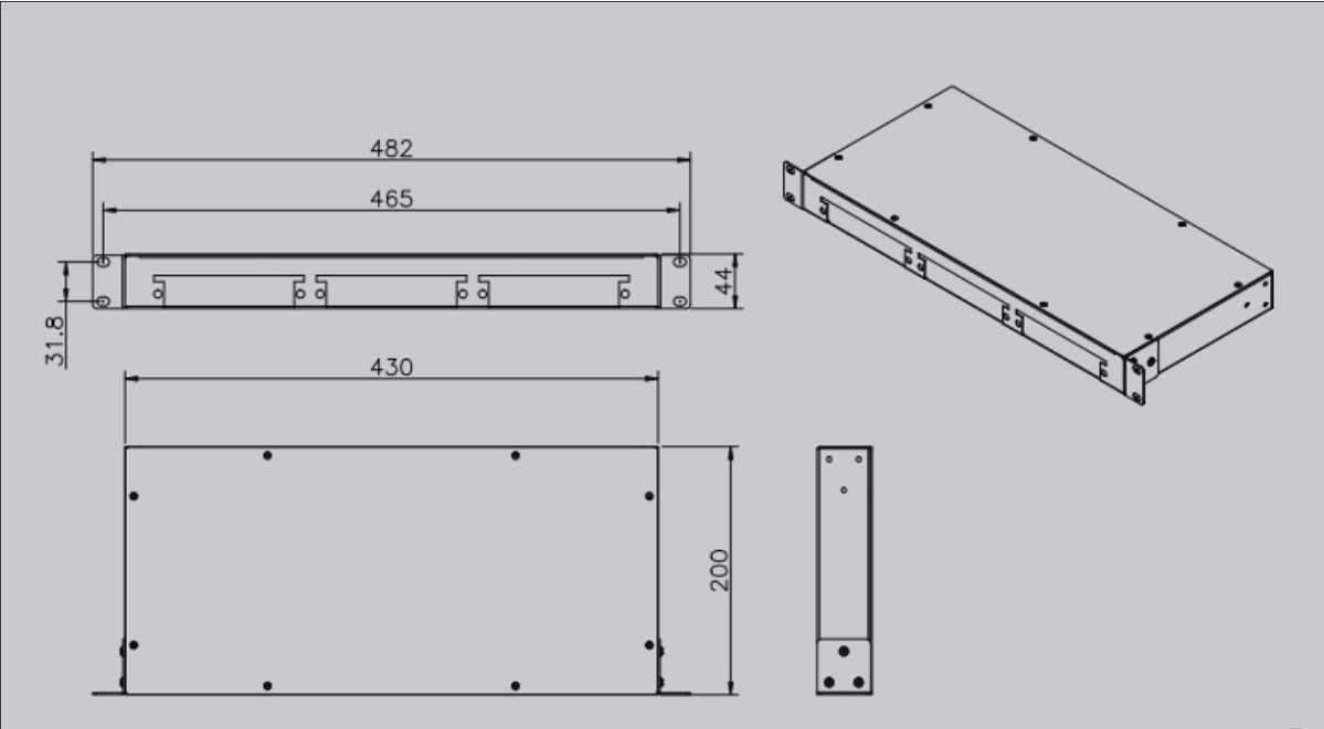 SPCC Fiber Patch Panel Indoor Fiber Optic Distribution Box 19”1U