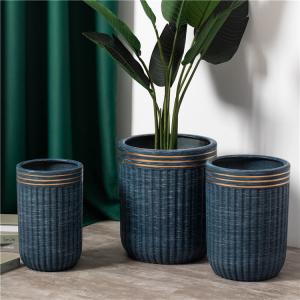 China Modern handmade gold rim decorative garden porcelain bonsai pots cheap ceramic matte flower pots for plants on sale
