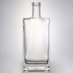 Collar Material Glass 700ml Square Super Flint Glass Bottle for Vodka Gin Rum