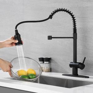 China Commercial Brass Single Hole Kitchen Sink Faucet With Pulldown Sprayer on sale