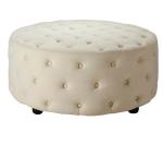 Ottoman Modern Wood Coffee Table Button Tufting Round Upholstery Bench