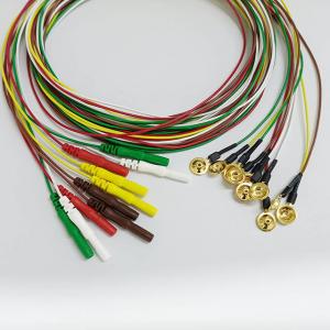 China Golden Plated Colorful EEG Cable , DIN 1.5M EEG Cup Electrodes on sale