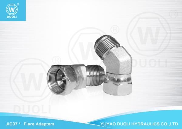 Carbon Steel 45° Elbow JIC Flare Fittings , Bulkhead JIC 37 Degree Hydraulic