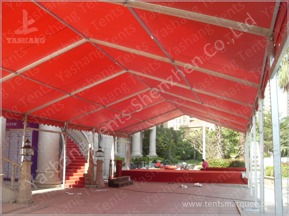 Outdoor Red Aluminum Frame Fabric Tent Structures , Fabric Shelter Systems