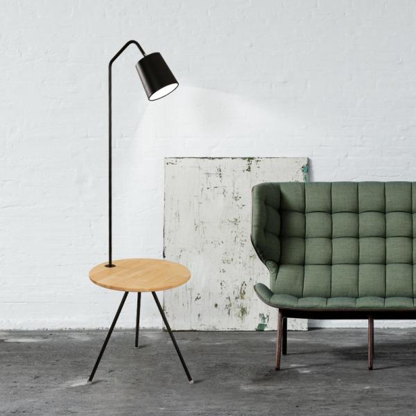 Standing LED iron tripod floor lamp for sitting room Studio wooden floor lamp(WH