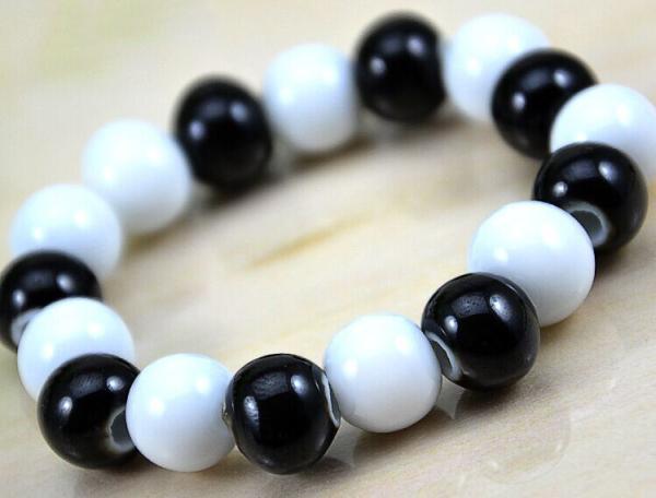Black and white ceramic jewelry national wind porcelain beads bracelet fashion