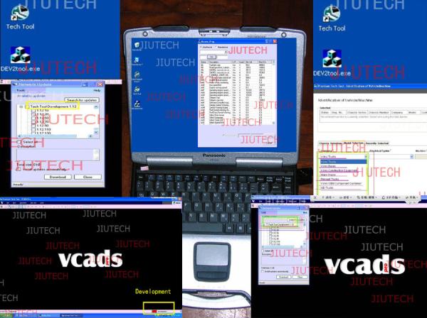 waterproof CF 29 laptop + PTT Volove vocom pro 2.4 in development for diagnostic