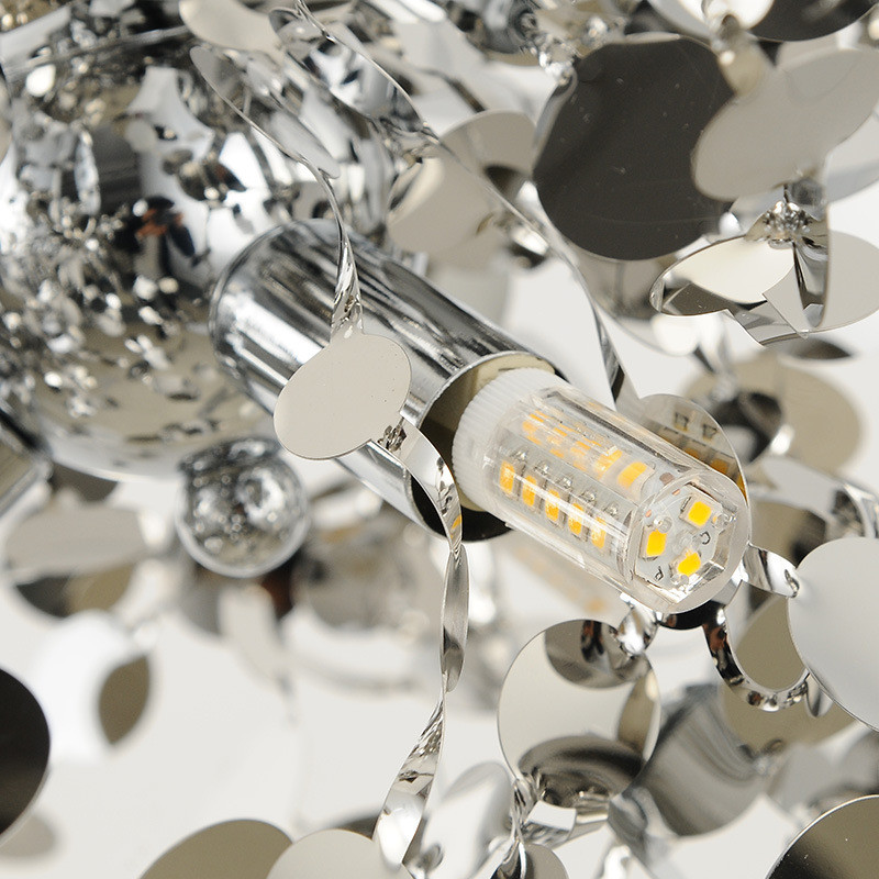 Shimmer Branching Disc Chrome Chandelier Ceiling Light Customized