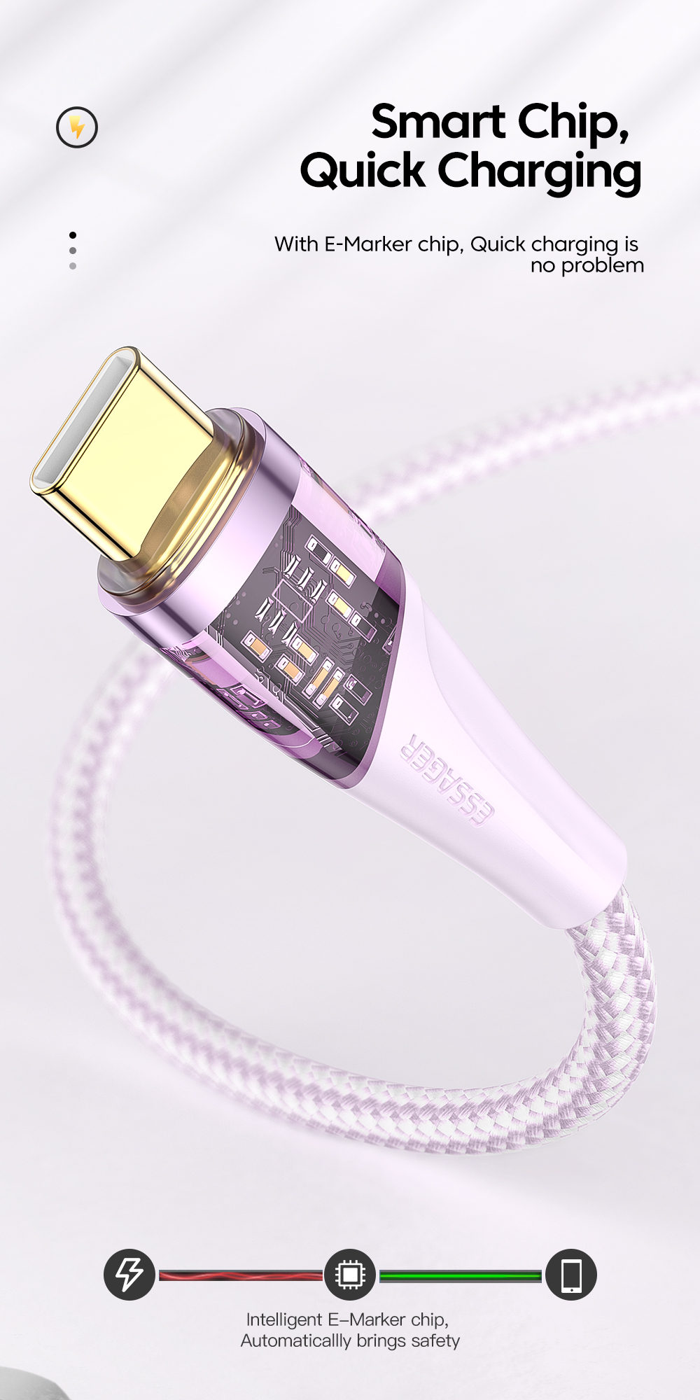 USB2.0 Type C To Type C USB Data Cable Quick Charging 100W 5A 480Mbps Transfer