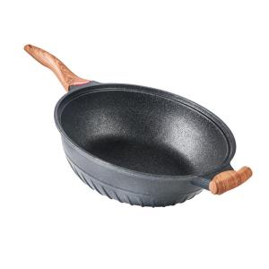 Wholesale 32cm Grey Flat Bottom Induction Wok Non Stick Aluminum Pan 6.62kg from china suppliers
