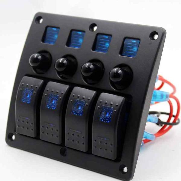 4 Gang Custom Rocker Switch Panels 12-24V ABS USB Car Rocker Switch Panel