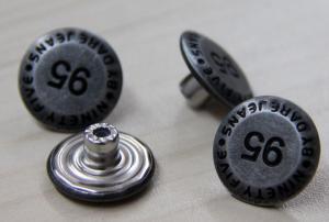 Wholesale Zinc Alloy Custom Clothing Buttons Round Odd Font Black Oil For Garments from china suppliers