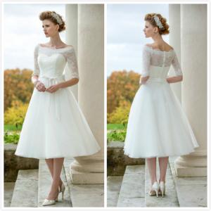Wholesale Short wedding gown Lone sleeves Bridal wedding dress#Betty-W172 from china suppliers