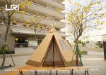 UV Resistant Tipi Glamping Tent Log Wall And Wooden Structure Event Tent