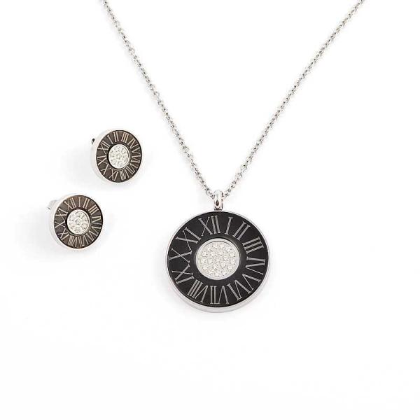 South American Fashion Stainless Steel Earrings With Matched Pendant Necklace