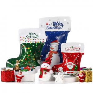 Wholesale Christmas Socks Stand Up Aluminium Pouches Decorations Plastic Reasable Food Packaging Gift Bags from china suppliers