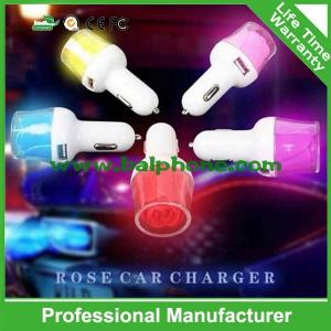 Wholesale Dual car usb charger with rose lighting . 2 USB car charger with rose indicator from china suppliers