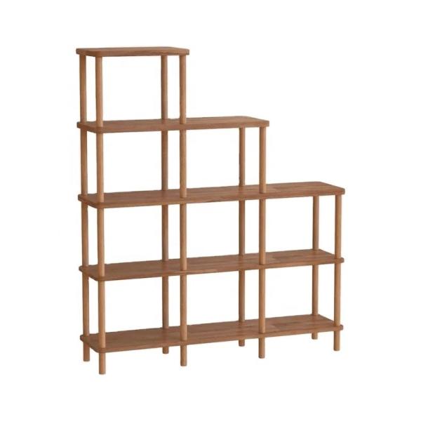 Living Room Solid Wood Bookshelf Beech Wood Minimalist Wooden Bookcase with