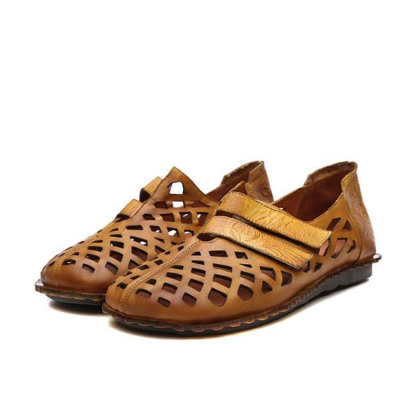 S459 Spring New Women'S Shoes Spot Retro Hollow Cool Flat Women'S Shoes Camel