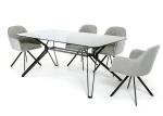 Sun On Glass Top 0.2CBM 45kgs Fabric metal leg Dining Table Set