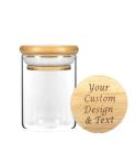 Transparent Clear High Borosilicate Glass Jar with Bamboo Wood Lid
