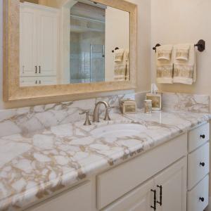 Wholesale G682 Granite Natural Stone Countertops , Granite Bathroom Countertop With Single Ceramic Wash Basin from china suppliers