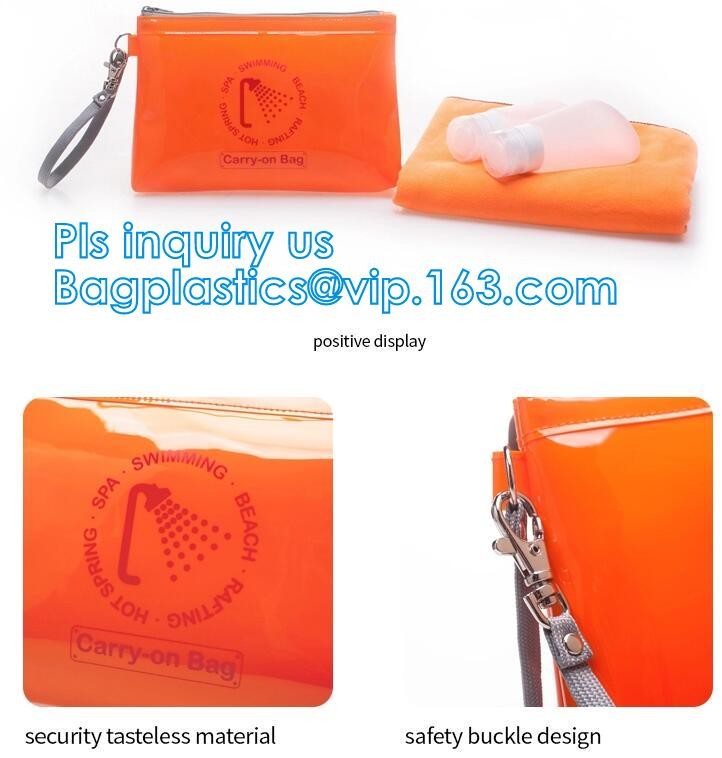 grip slider bags, Stand Up Cosmetic Pouch with Slider Zipper Closure, PVC HEAT SEALED BAG WITH SLIDER ZIPPER