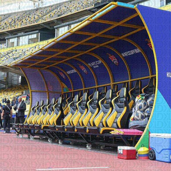 Foldable Double Row Soccer Pitch Leather Football Substitute Bench Sideline