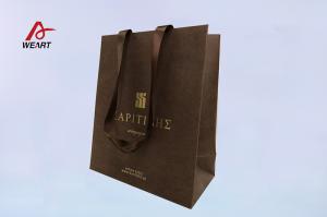 Wholesale Printed Shoping Ribbon Handle Brown Gift Bags By Handmake For Carry Clothes from china suppliers