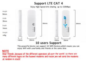 Wholesale Unlocked Huawei E8372 E8372h 150Mbps 4G Black or White  Wifi USB Modem LTE Wifi Dongle Support 10 Wifi Users  4G Dongle from china suppliers